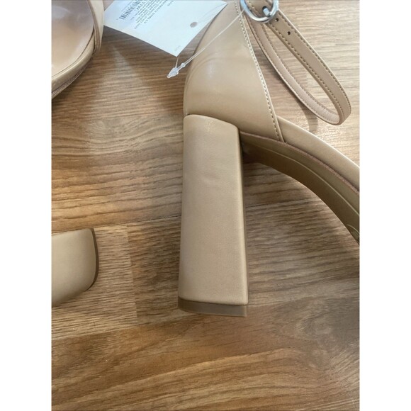 A New Day Shelly Heels Tan 11 Wide Ankle Strap Block Heel Memory Foam NEW - Picture 13 of 16